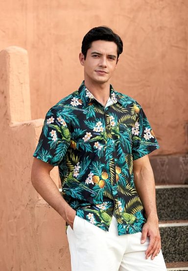 Short Sleeve Button Down Floral Funky Casual